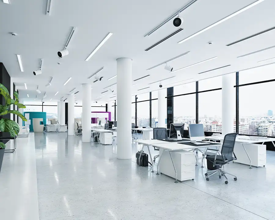 Bright modern open-plan office — JSE Service and Electric LLC commercial electrical services in O'Fallon, IL and St. Louis, MO